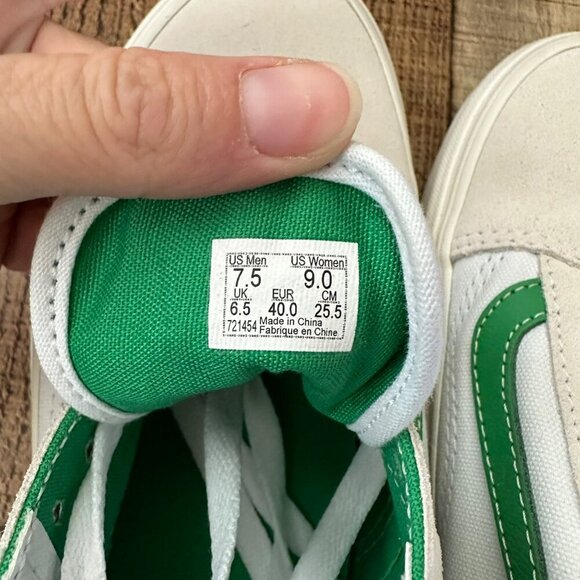 Vans Old Skool Vintage Sport White & Green Slip-On Sneakers Mens 7.5/Womens 9 - Picture 9 of 11